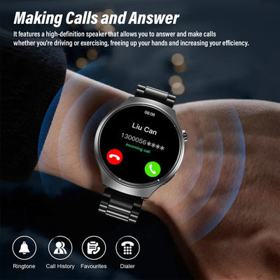 Black G.L Wear 2025 New Men's Smart Watch HD Display Health Tracking Bluetooth Calling Voice Assistant Sports Smartwatch