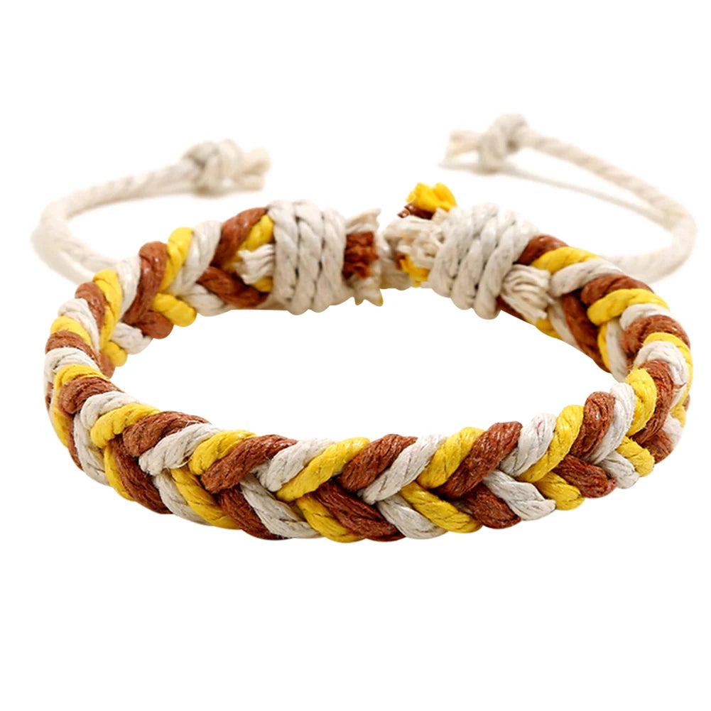 White Smoke DIY Handmade Braided Rope Bracelet Colorful Ethnic Weave Bangles Jewelry Gift