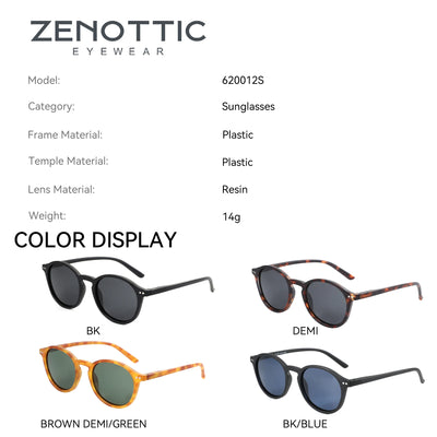 White Smoke ZENOTTIC Retro Small Round Polarized Sunglasses Men Women Lightweight Vintage UV400 Polarized Lenses Fashion Shades