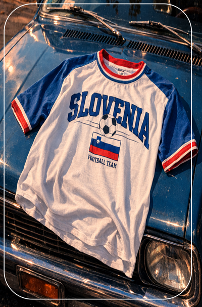 Slovenia football team t-shirt on a car hood
