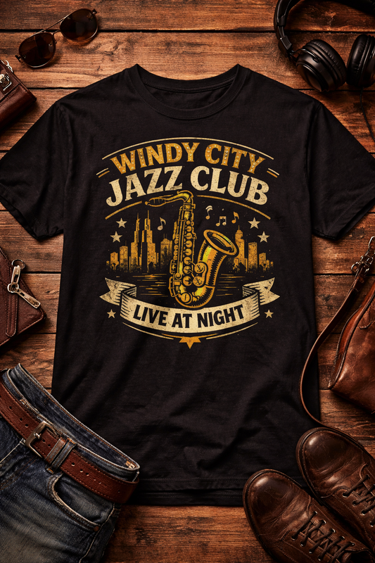 Windy City Jazz Club T-Shirt – Vintage Chicago Music Streetwear Tee