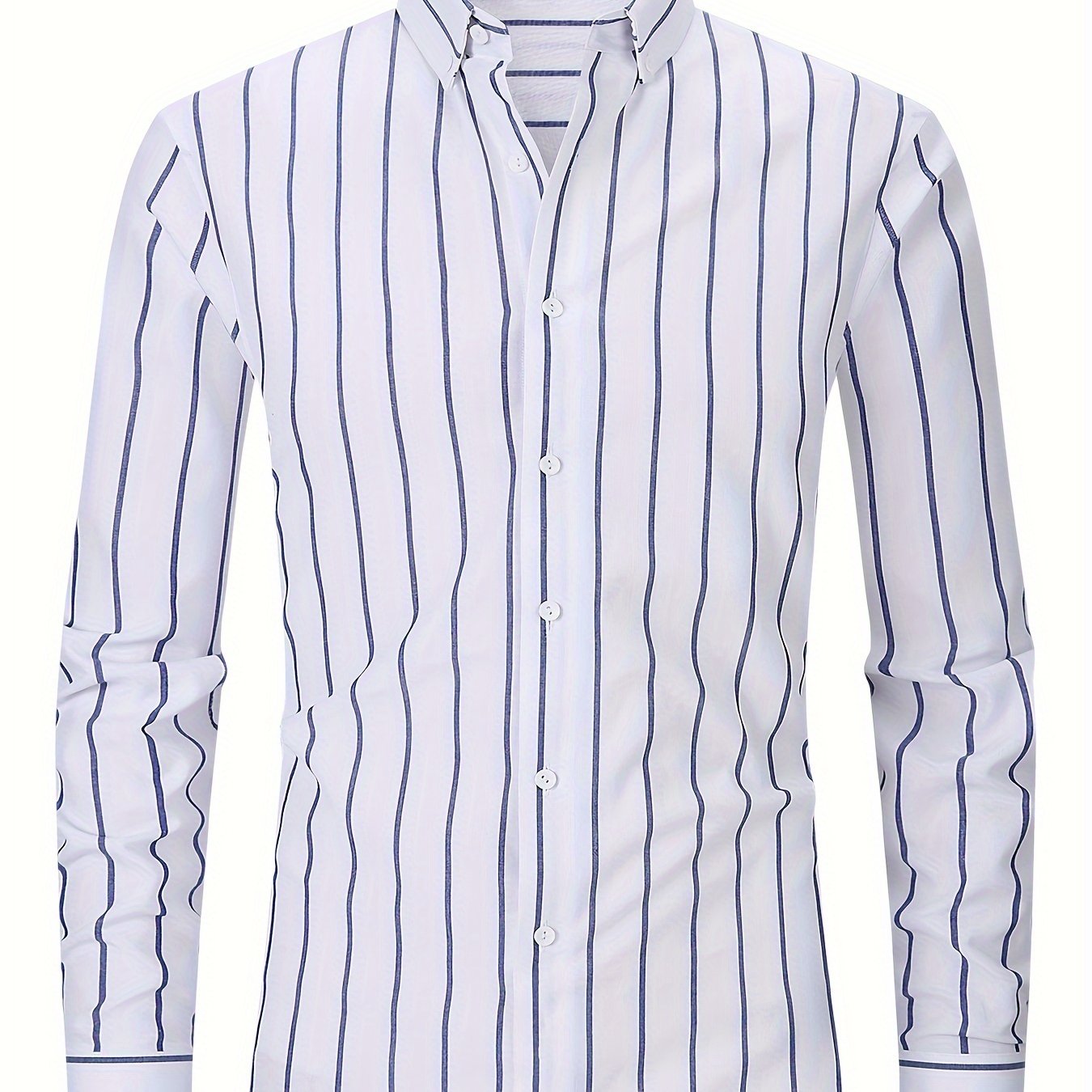 Light Gray Men'S Long-Sleeve Striped Woven Dress Shirt Made of Pure