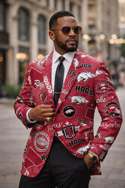 Arkansas-Inspired Red Blazer – Powerful Game Day Style with Premium Streetwear Impact