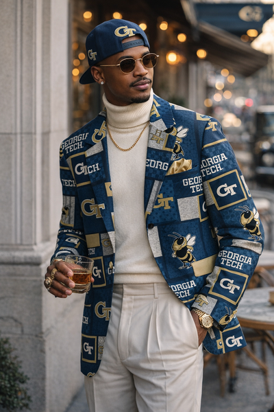 Georgia Tech-Inspired Blazer – Premium Game Day Style Meets Luxury Streetwear