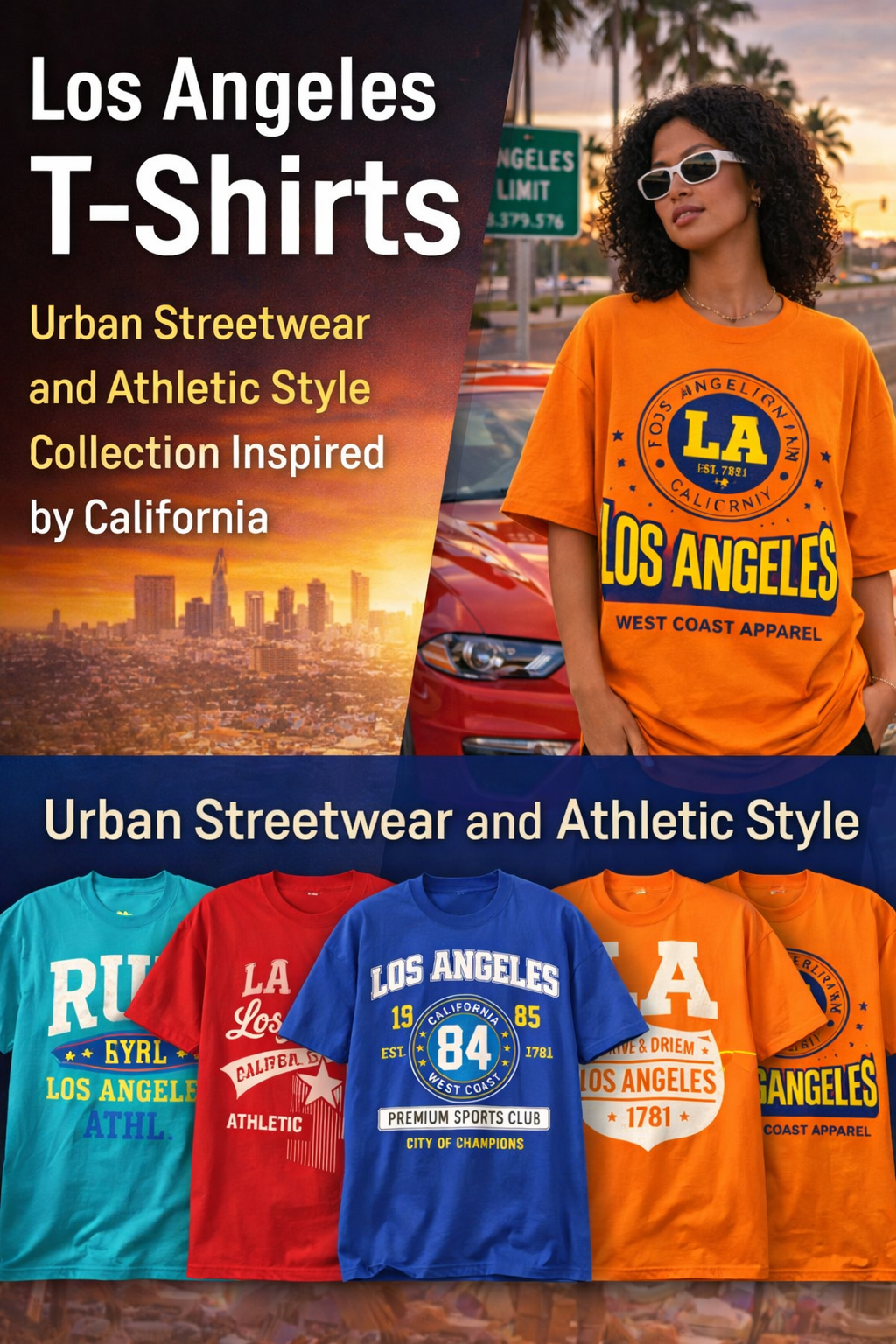 Los Angeles T-Shirts – Urban Streetwear and Athletic Style Collection Inspired by California