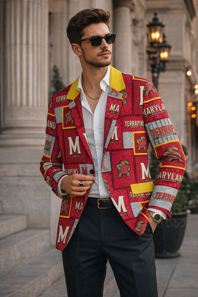 Maryland-Inspired Red Blazer – Bold Game Day Style with Premium Streetwear Edge