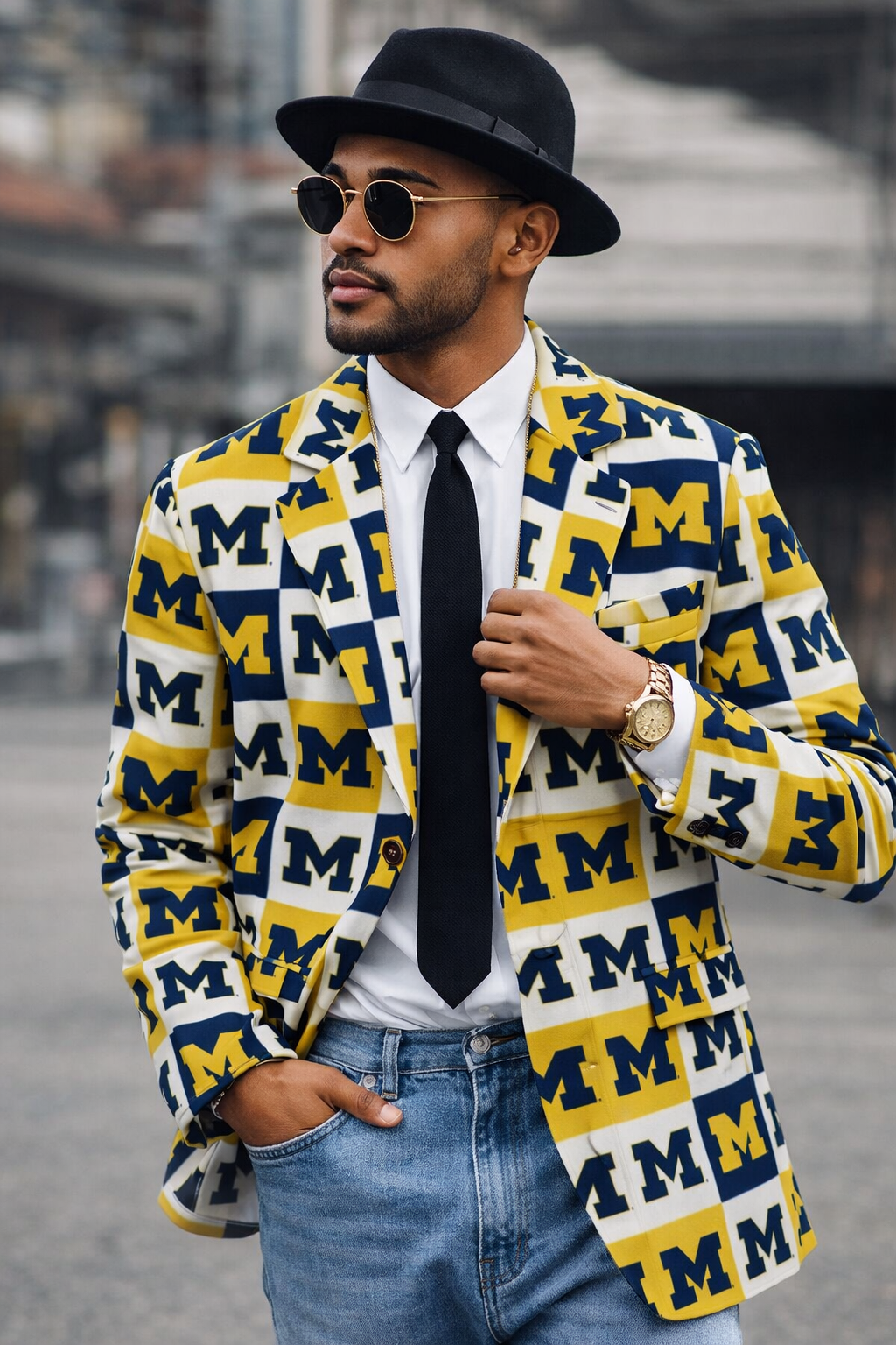 Michigan Wolverines Checkered Blazer – Viral Game Day Streetwear