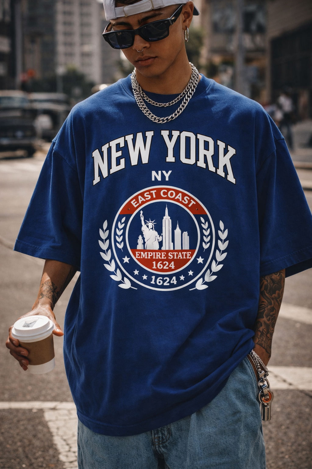 New York Vintage T-Shirt – East Coast Athletic NYC Streetwear with 90s Urban Vibe