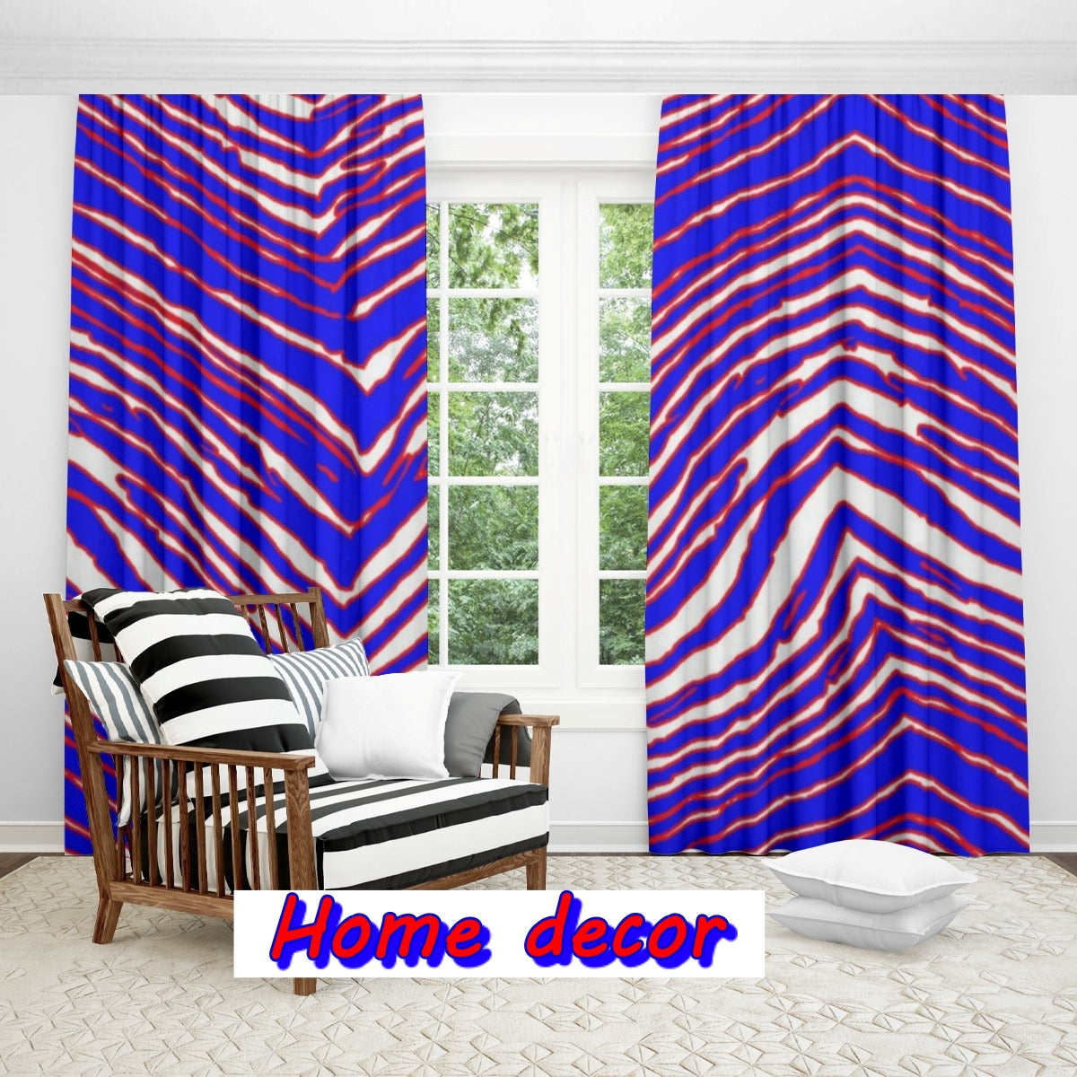 Home Decor Buffalo Football Style (Red Blue White) Zebra Game Day