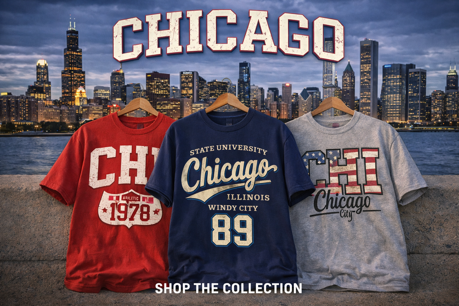 Chicago Vintage Sports and College Style T-Shirts Collection