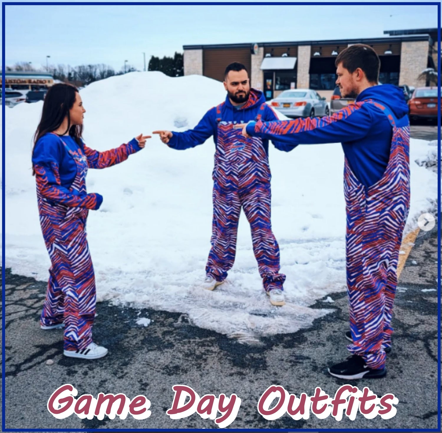 Buffalo Game Day Outfits – Red, Blue White Zebra Football-Inspired Style
