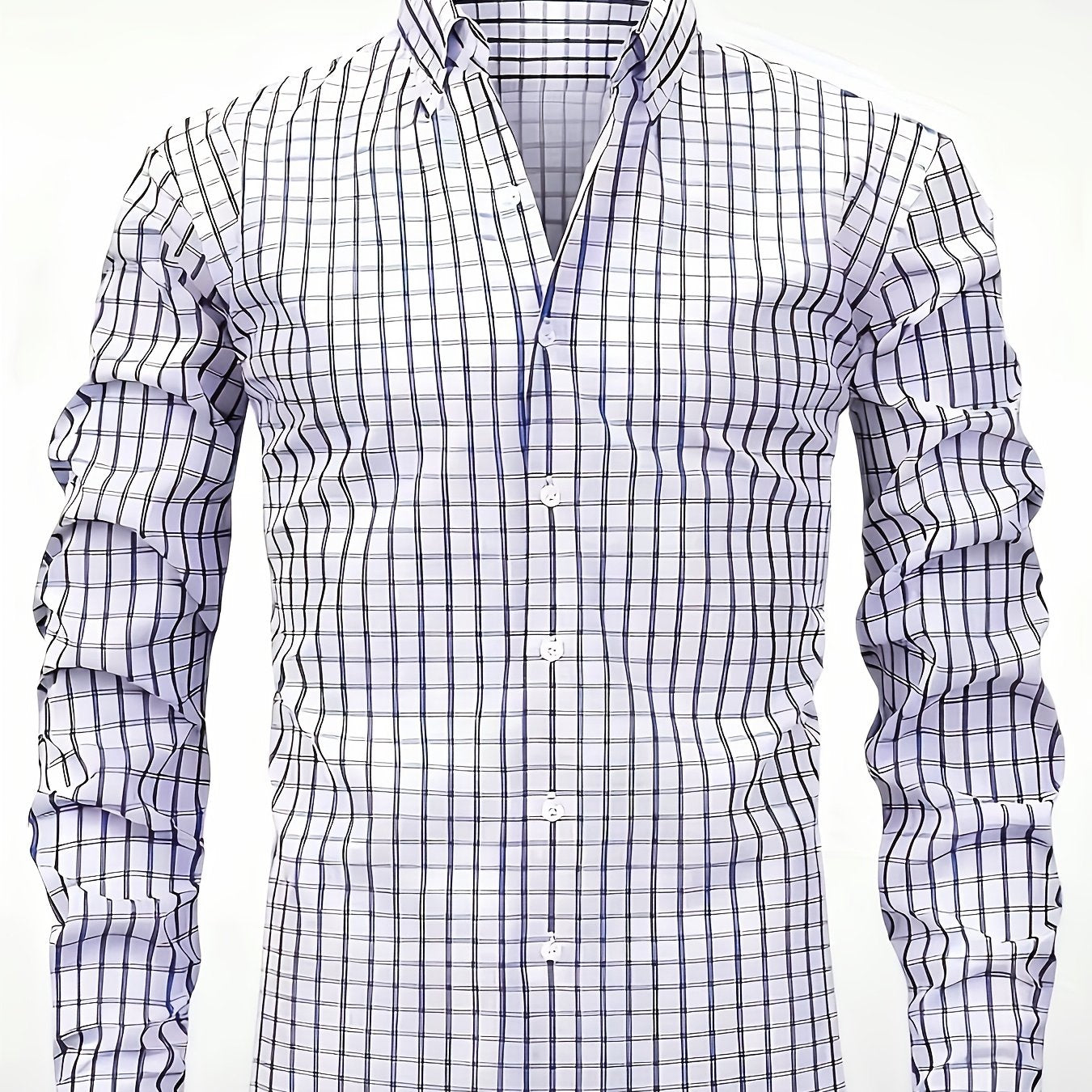 Gray Men'S Long-Sleeve Shirt from [Shule Water OBM] - Featuring a Striped Pattern, Suitable for Business And Casual Wear All Year Round, Machine Washable, Made from Structured Non-Stretch Fabric, with a Button- Front Closure