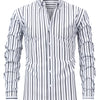White Smoke Men's New Thin Digital Print Striped Long Sleeve Shirt, Wrinkle-, No Ironing, Versatile Fashion Date Shirt
