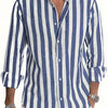 White Smoke Men's Casual Striped Long Sleeve Shirt with Turn- Collar and Buttons, Suitable for Dating, Beach, Vacation, Spring, Autumn, and Winter Seasons
