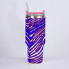 Light Gray Buffalo football 40oz Diamond Cup With Stainless Steel Straw – Red Blue White Zebra Game Day Style