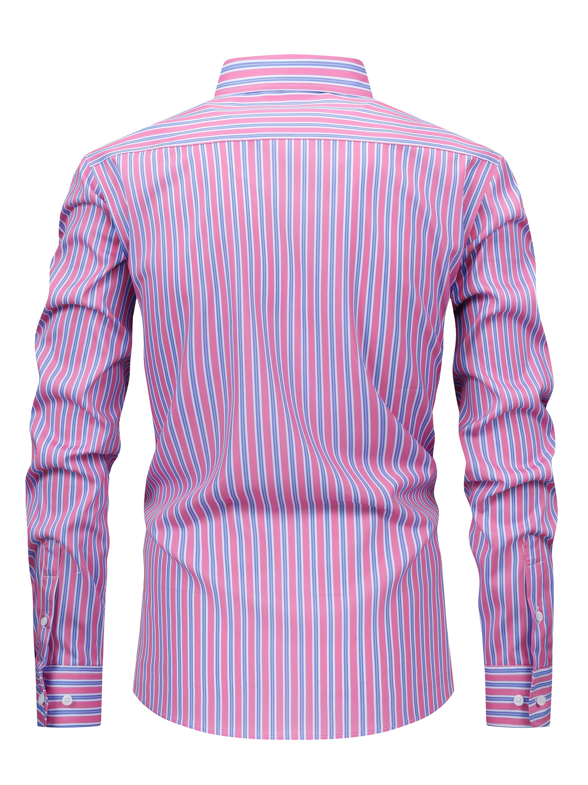 White Smoke Men's New Thin Digital Print Striped Long Sleeve Shirt, Wrinkle-, No Ironing, Versatile Fashion Date Shirt