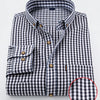 Light Slate Gray 1pc Men'S Casual Plaid Shirt | Long Sleeve, Non-Stretch Fabric, Single Breasted, Left Chest Pocket, Ideal for Daily Commute and Business Casual Occasions
