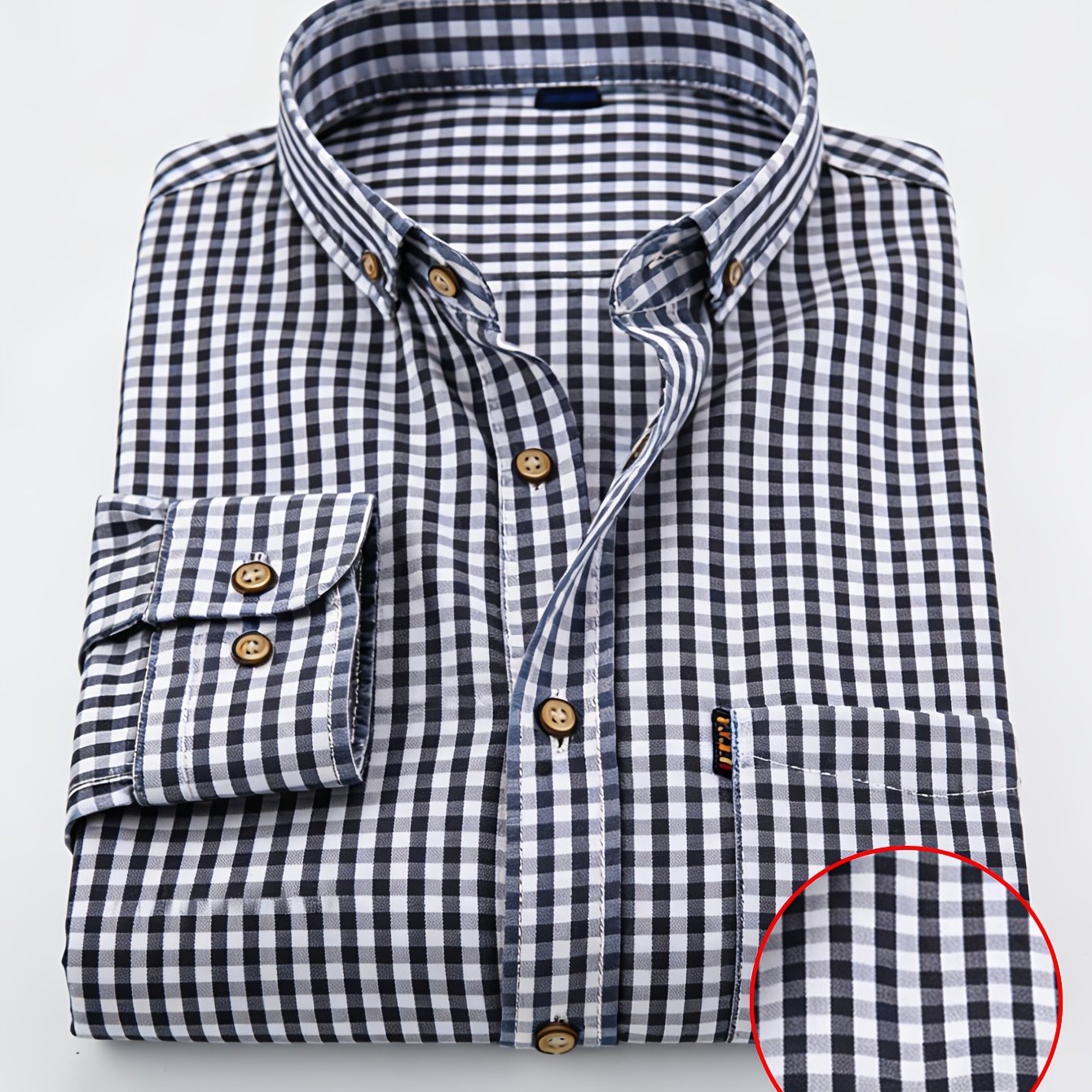 Light Slate Gray 1pc Men'S Casual Plaid Shirt | Long Sleeve, Non-Stretch Fabric, Single Breasted, Left Chest Pocket, Ideal for Daily Commute and Business Casual Occasions