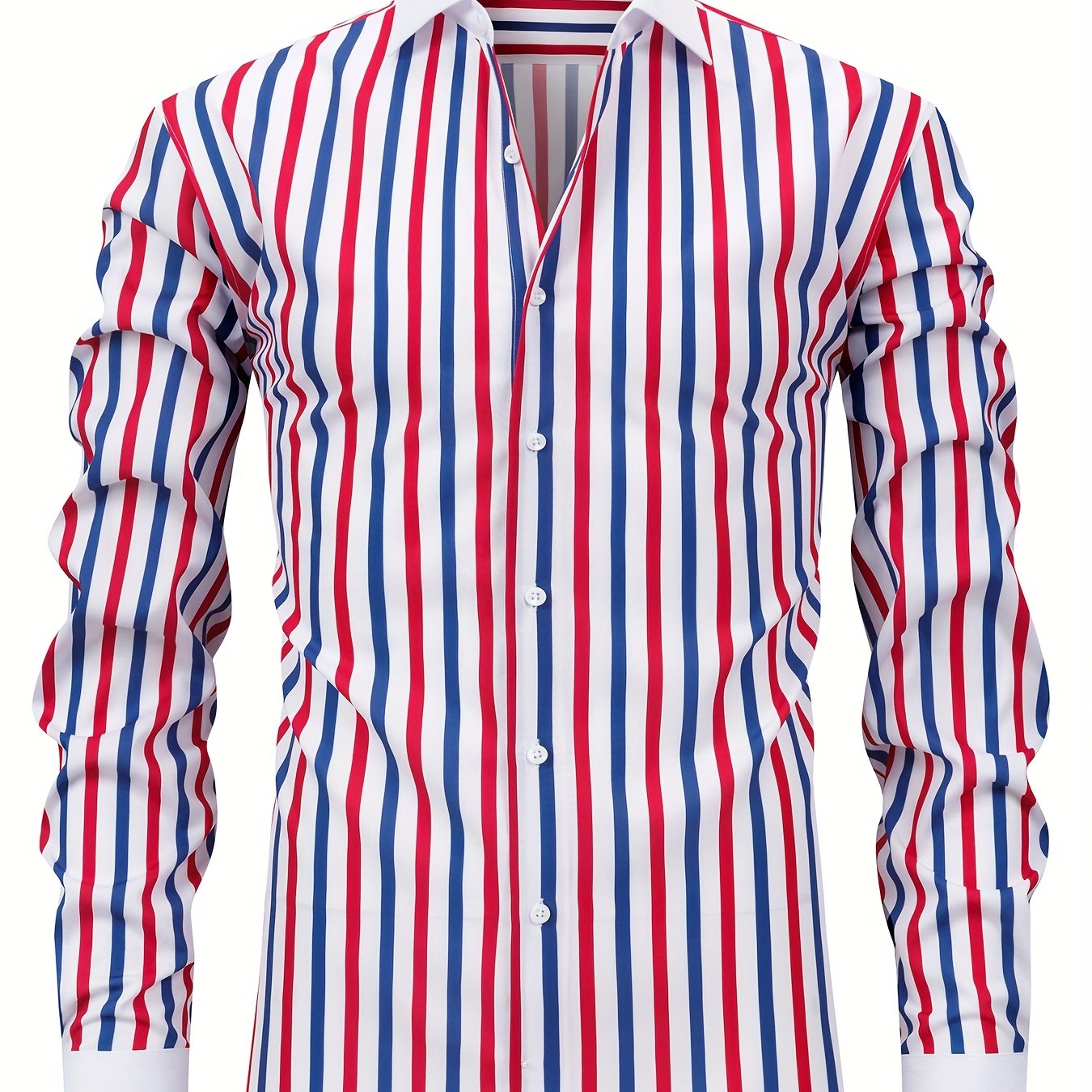 Men'S Osha Collar Color-Blocked Long-Sleeve Shirt, New 2025 Digital Print Striped Business Casual Fashion, Finely Tailored Regular Fit, Breathable And Comfortable Fabric, Trendy And Unique, Perfect As a Holiday Gift for Men'S