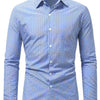 White Smoke Plaid Casual Turn- Collar Shirt