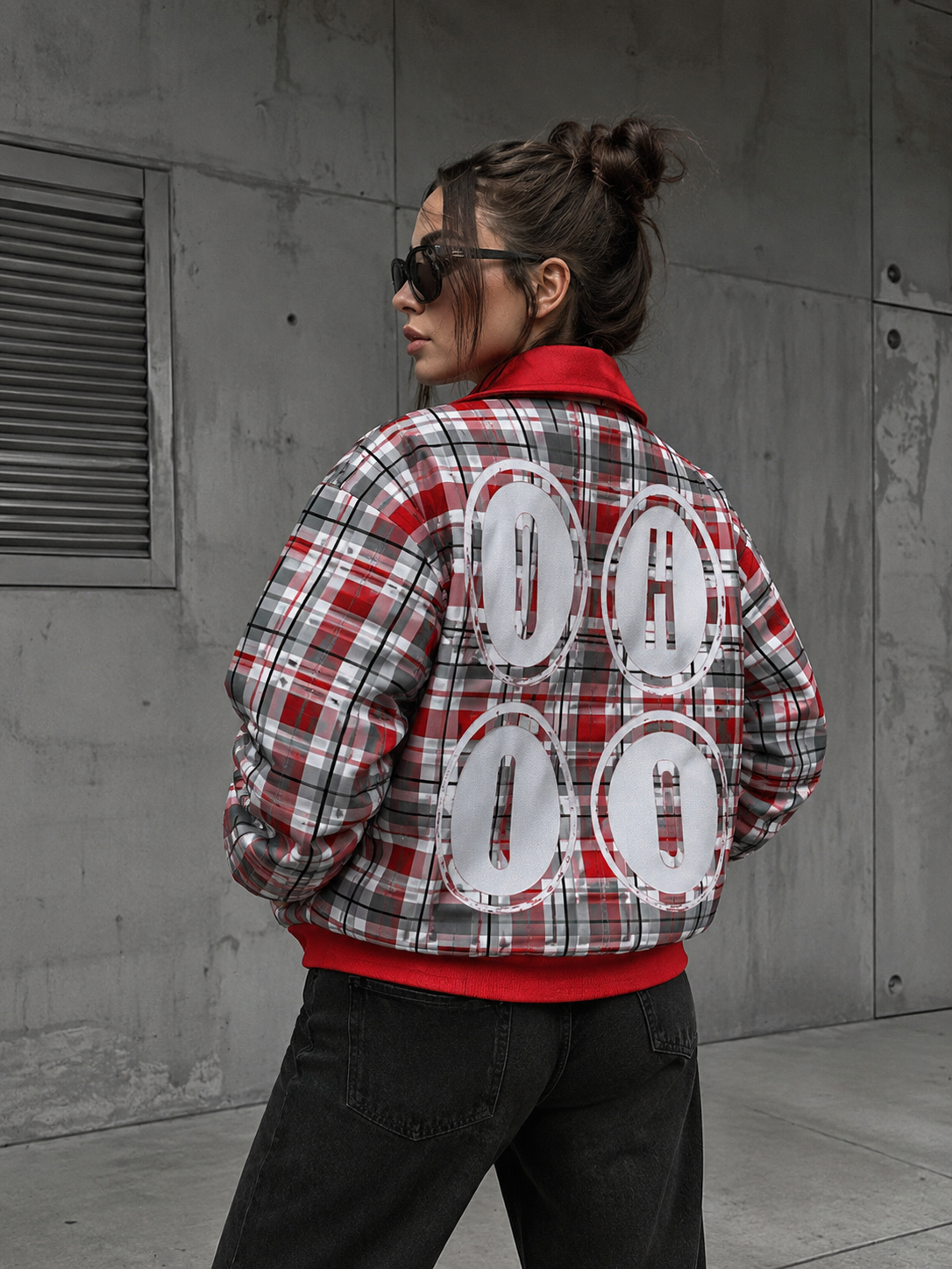 Ohio Plaid Jacket – Trendy Red Black Streetwear Game Day Fashion for Women streetwear fashion product image 5