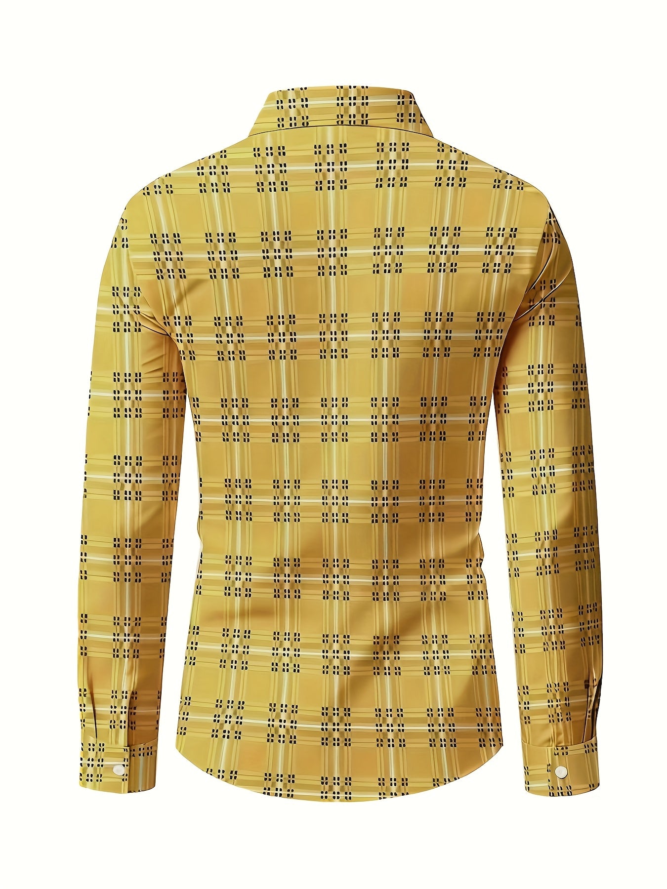 White Smoke Men'S Plaid Long-Sleeve Shirt with 3D Digital Printing, Suitable for Casual Outings, Entertainment, And Gatherings