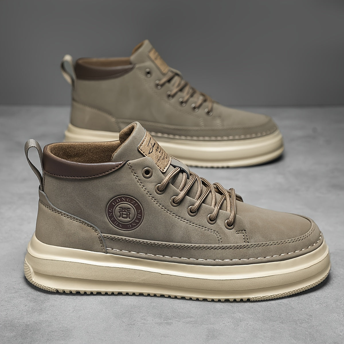 Men's Lightweight Platform Sneakers with Thick Sole - Mid-Top Casual Sports Shoes,  Upper & Cushioned Footbed for, Outdoor, Gym, Streetwear - All-Season Round Toe Design (Men's Fashion)