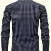 Dark Slate Gray Men'S Long-Sleeve Shirt from [Shule Water OBM] - Featuring a Striped Pattern, Suitable for Business And Casual Wear All Year Round, Machine Washable, Made from Structured Non-Stretch Fabric, with a Button- Front Closure