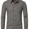 Dim Gray Men's Plaid Button- Shirt, Regular Fit, Long Sleeve, Casual Business Shirt