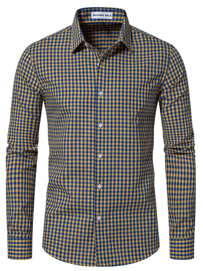 Dim Gray Men's Plaid Button- Shirt, Regular Fit, Long Sleeve, Casual Business Shirt