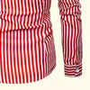 Seashell Men's Casual Striped Long Sleeve Shirt -  and White Vertical Pattern, Button- Collar Design, Non-Stretch Fabric, Suitable for Casual Attire, All Seasons | Fitted Cut