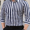 Black New Men's Formal Long Sleeve Thick Stripe Shirt, Easy Care, Versatile Business Casual Professional Shirt, Holiday Gift