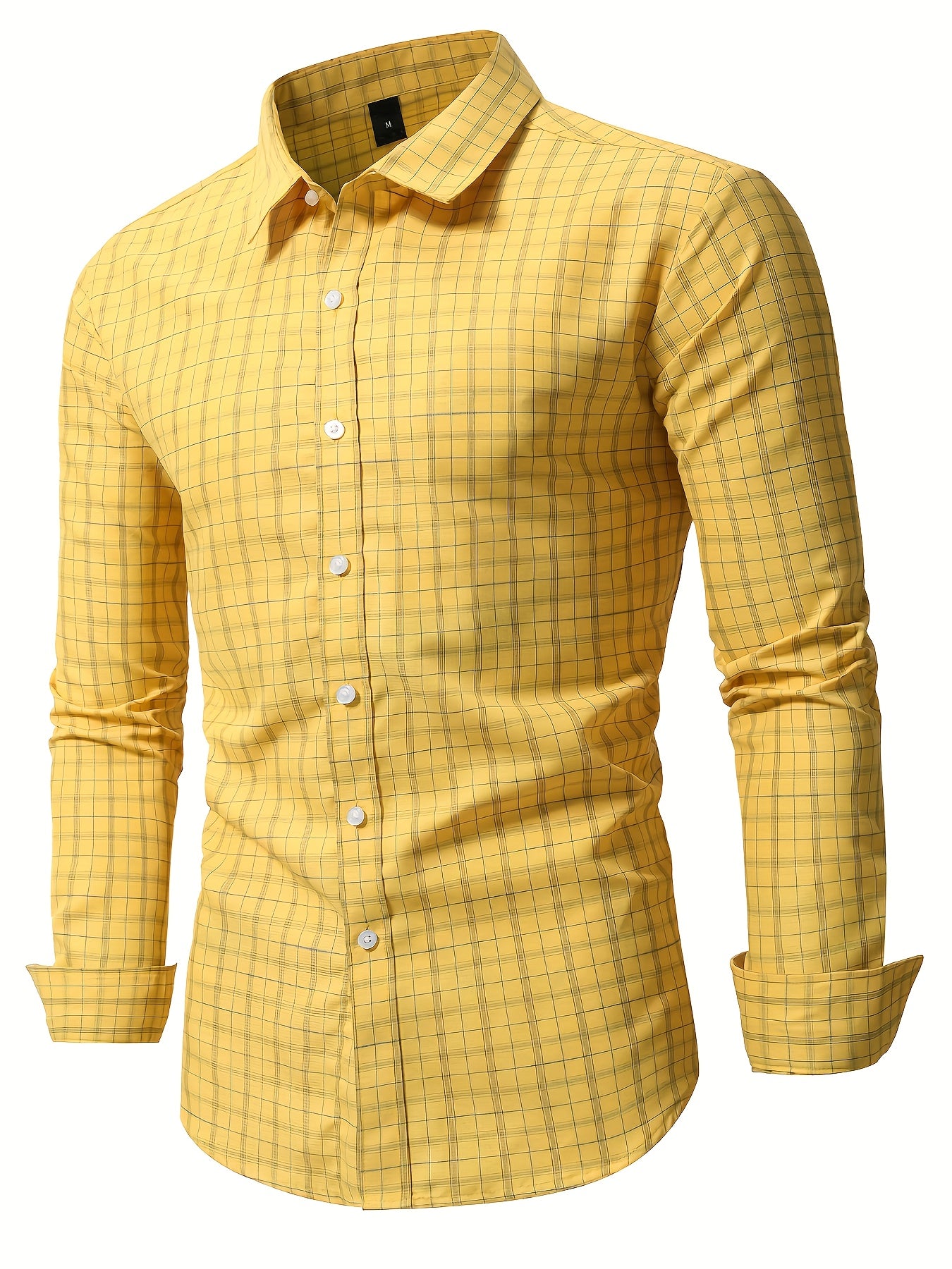 Yellow checkered Men's casual shirt