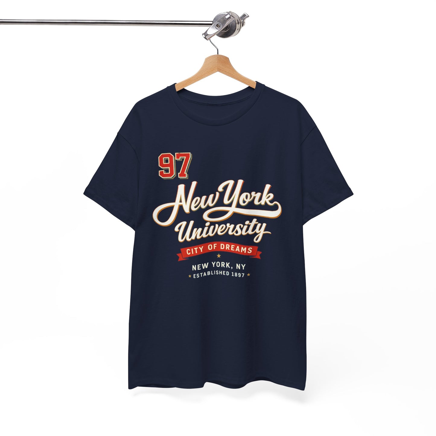 New York University '97 Vintage Collegiate Tee  script and retro varsity number shirt