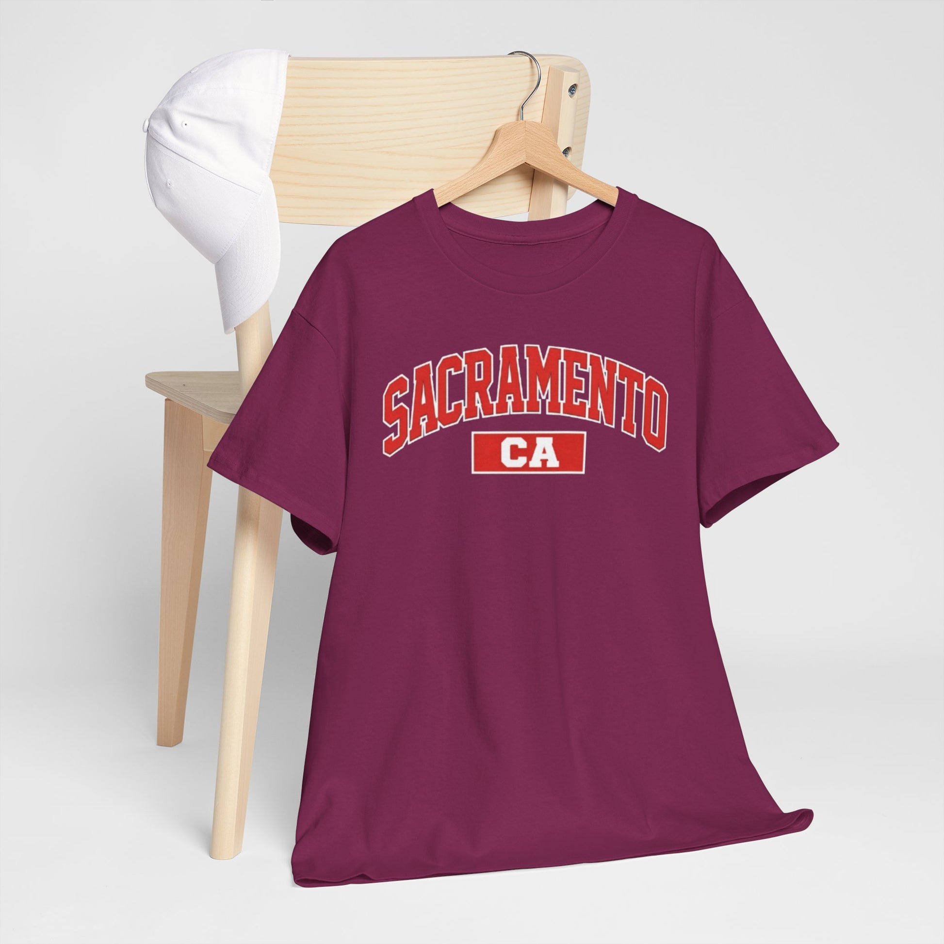 Brown Sacramento CA Arch Tee — Retro College-Style City T-Shirt