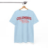 White Smoke Columbus Ohio Varsity T-Shirt – Retro College Style Streetwear Tee