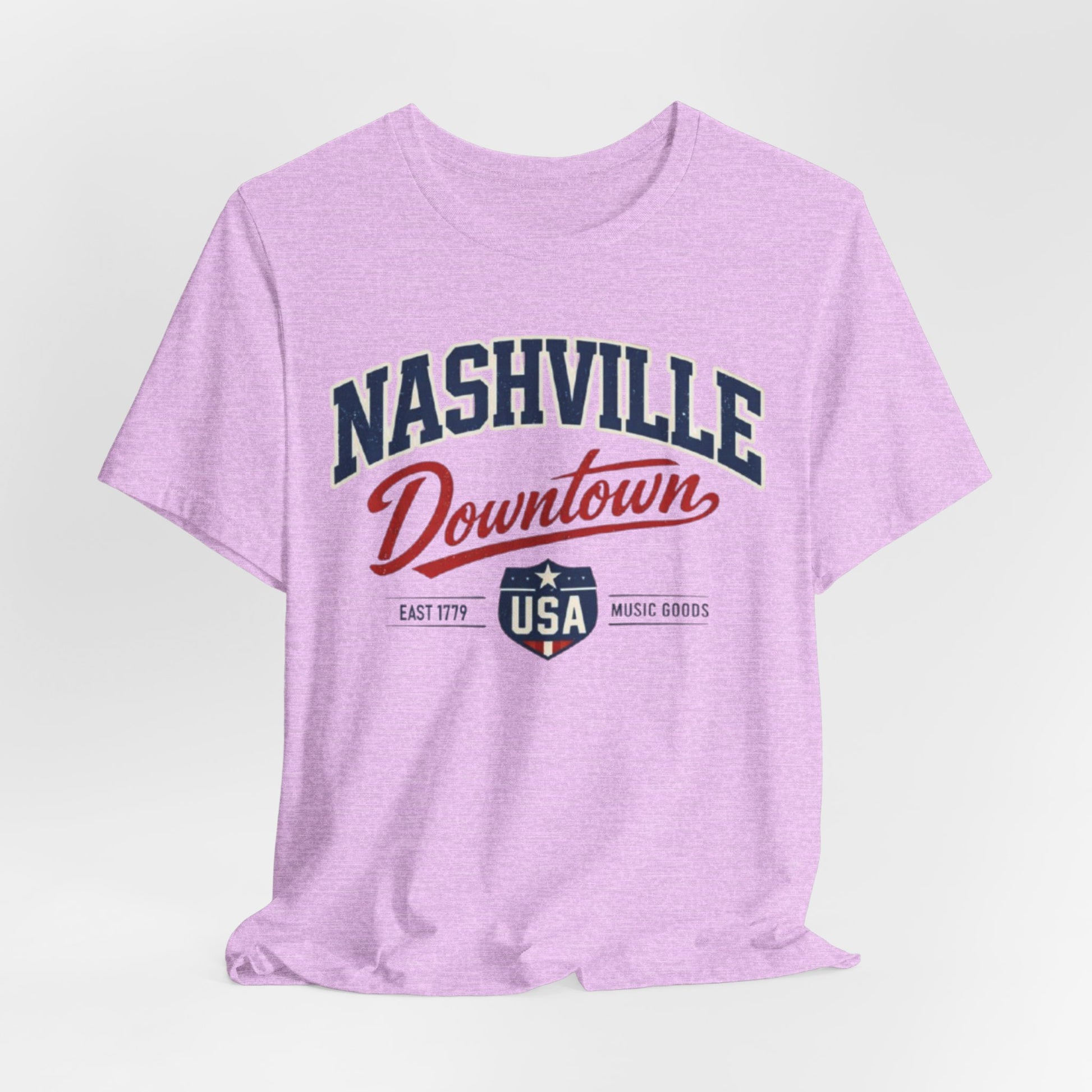Lavender Nashville Downtown Tee — Vintage USA Music City Shirt
