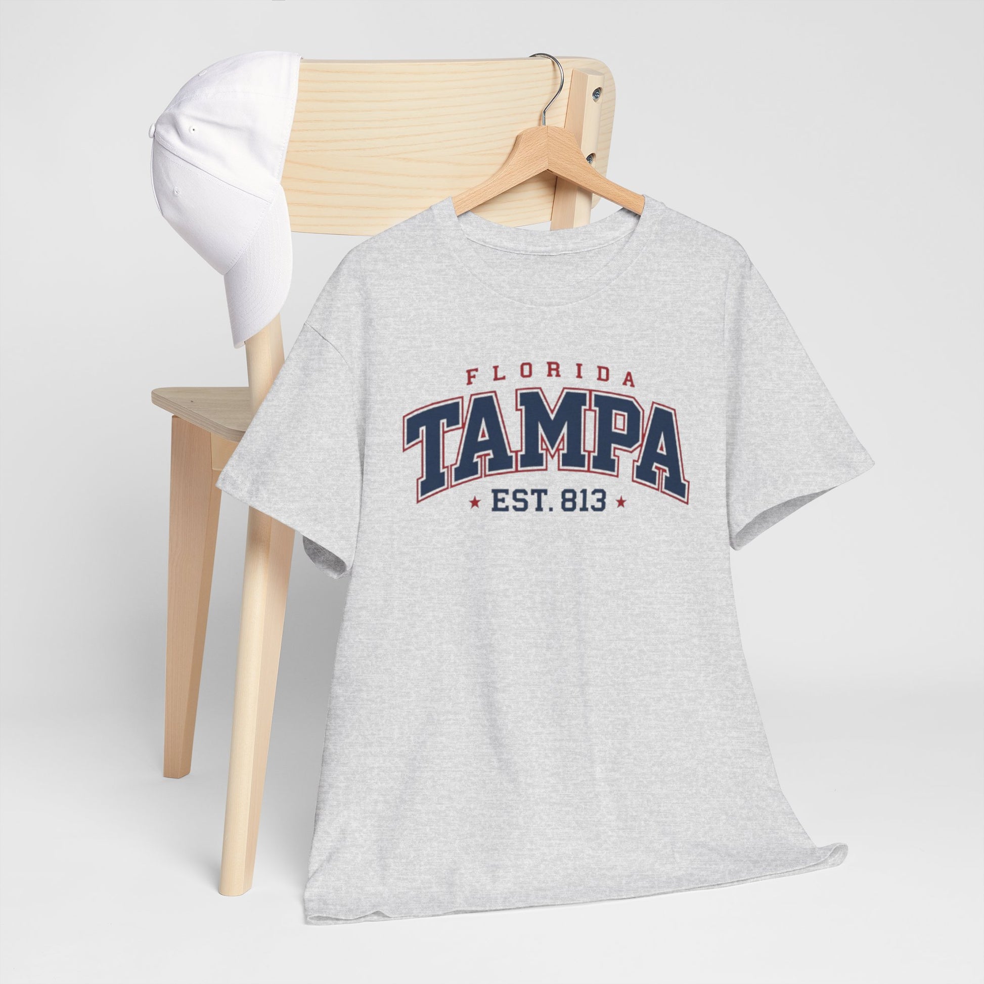 Light Gray Tampa Florida Vintage College Tee – EST. 813 City Shirt