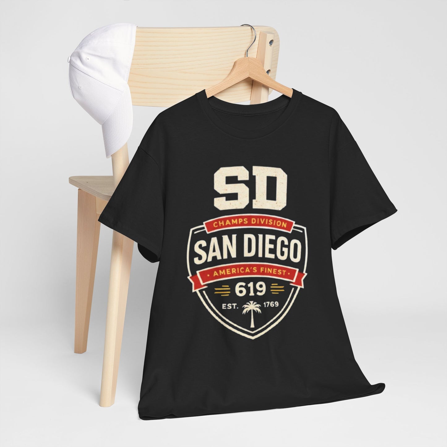 Dark Slate Gray San Diego 619 Badge T-Shirt — SD Champs Division Vintage Crest