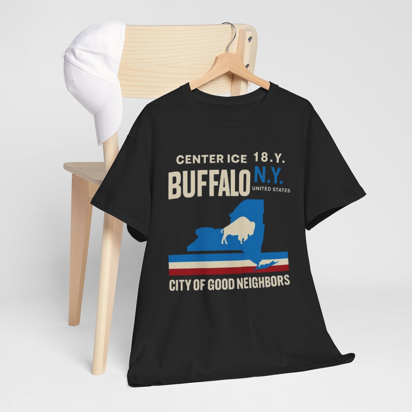 Buffalo NY City of Good Neighbors T-Shirt — Retro New York State Silhouette Tee
