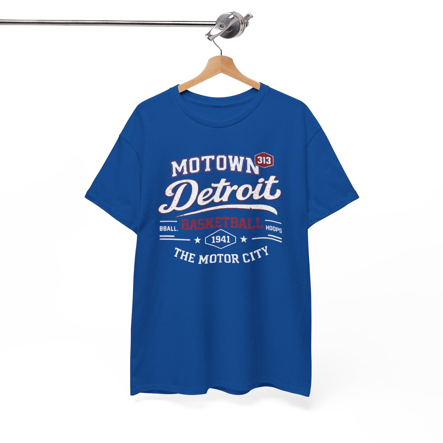 White Smoke Detroit Motown Basketball T-Shirt — The Motor City 1941 Vintage Tee