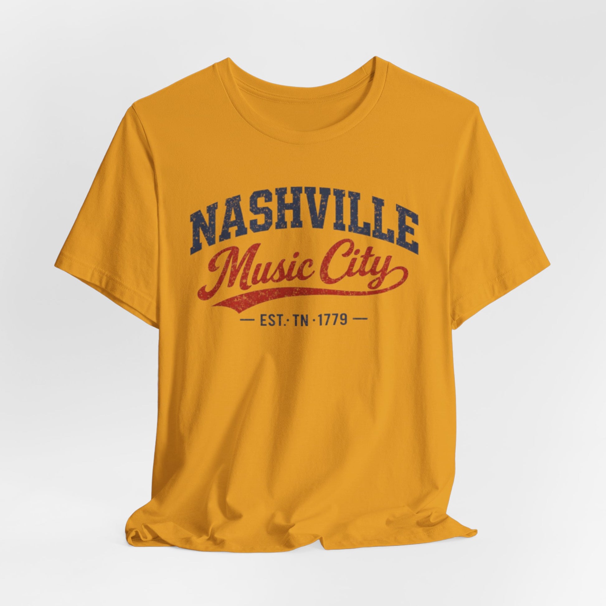 Goldenrod Nashville Music City T Shirt Vintage 90s Varsity Style — Vintage Americana Tour Tee
