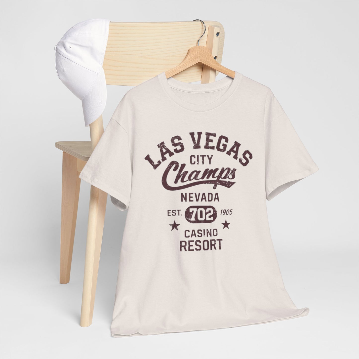 Light Gray Las Vegas Champs Tee — Vintage Casino Resort Graphic T-Shirt