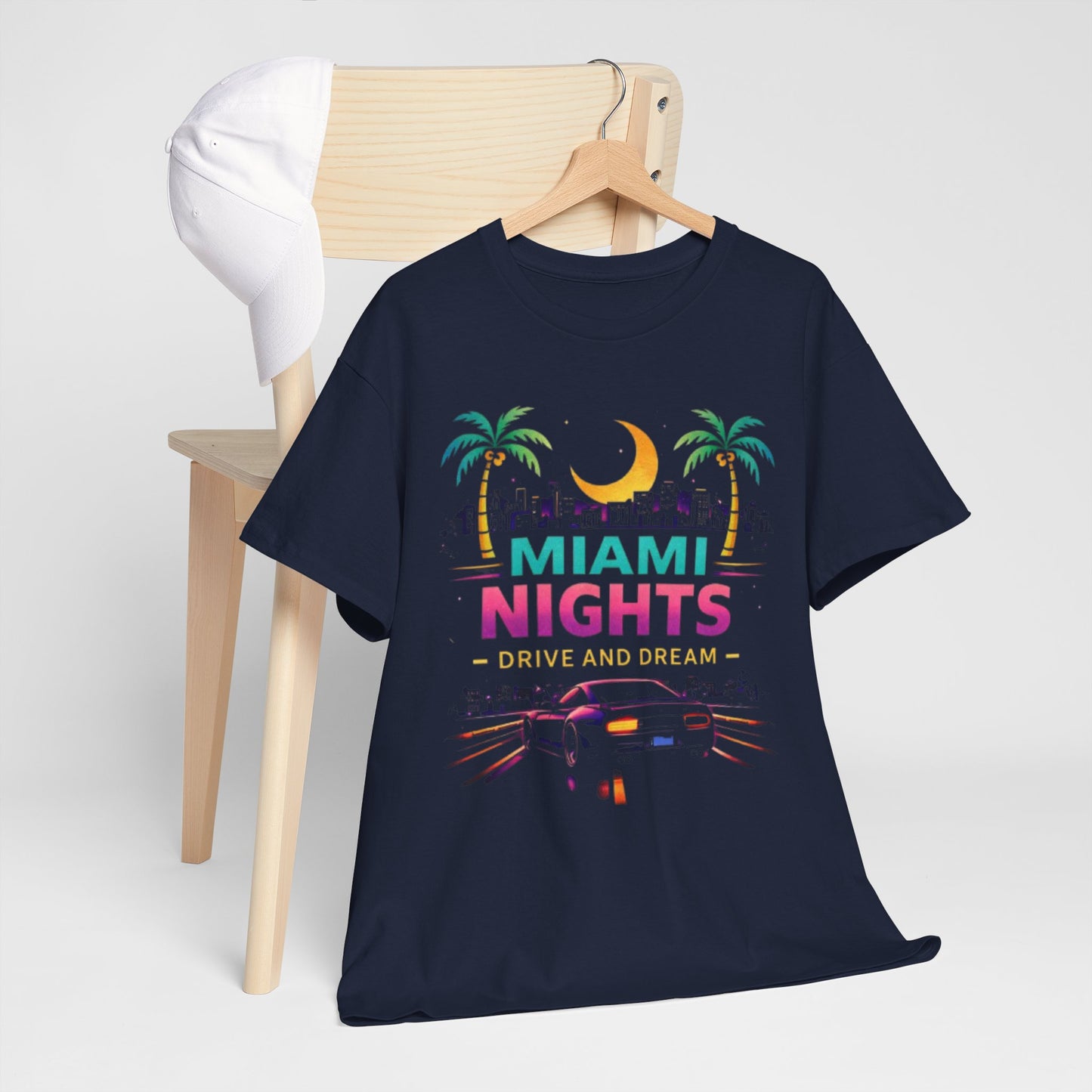 Dark Slate Gray Retro City Miami Nights Drive and Dream Graphic T-Shirt – Oversized Streetwear Tee