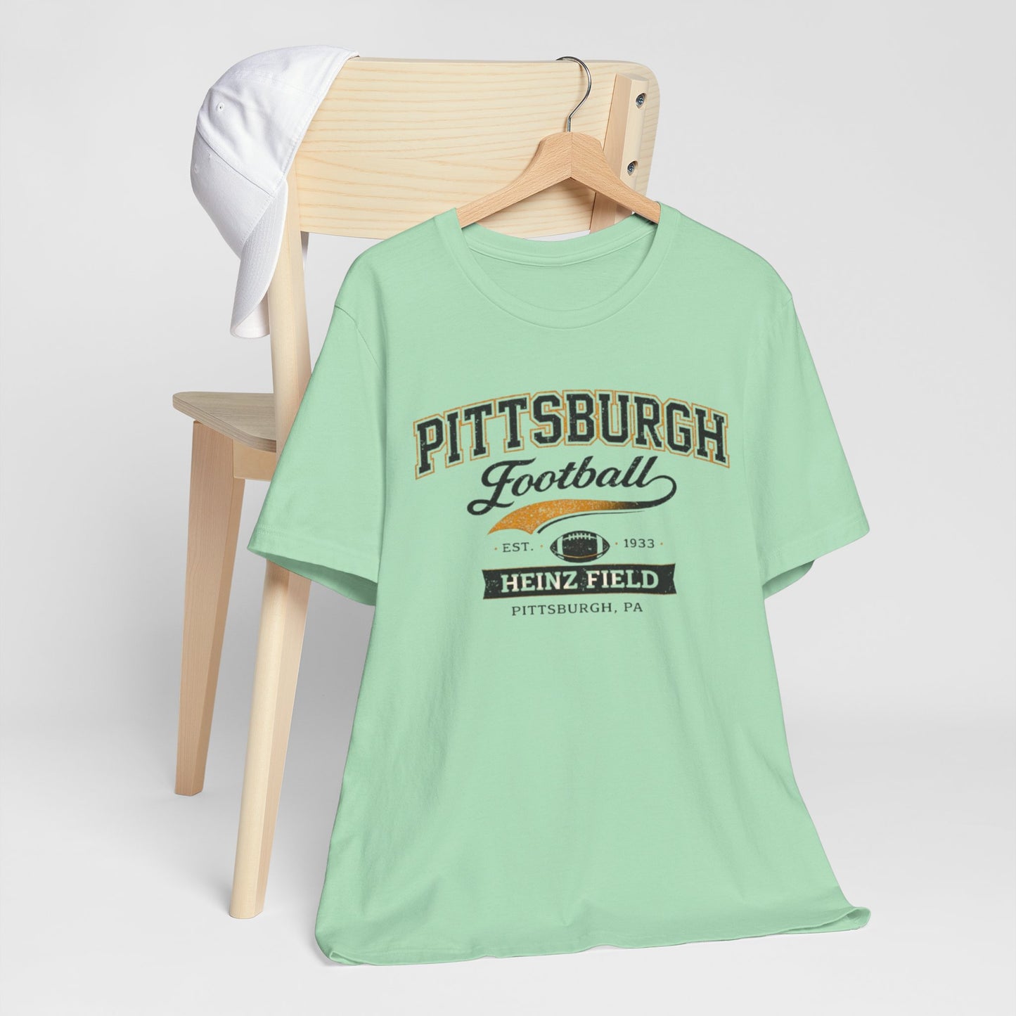 Gray Pittsburgh Football T‑Shirt — Heinz Field Vintage Crew Tee