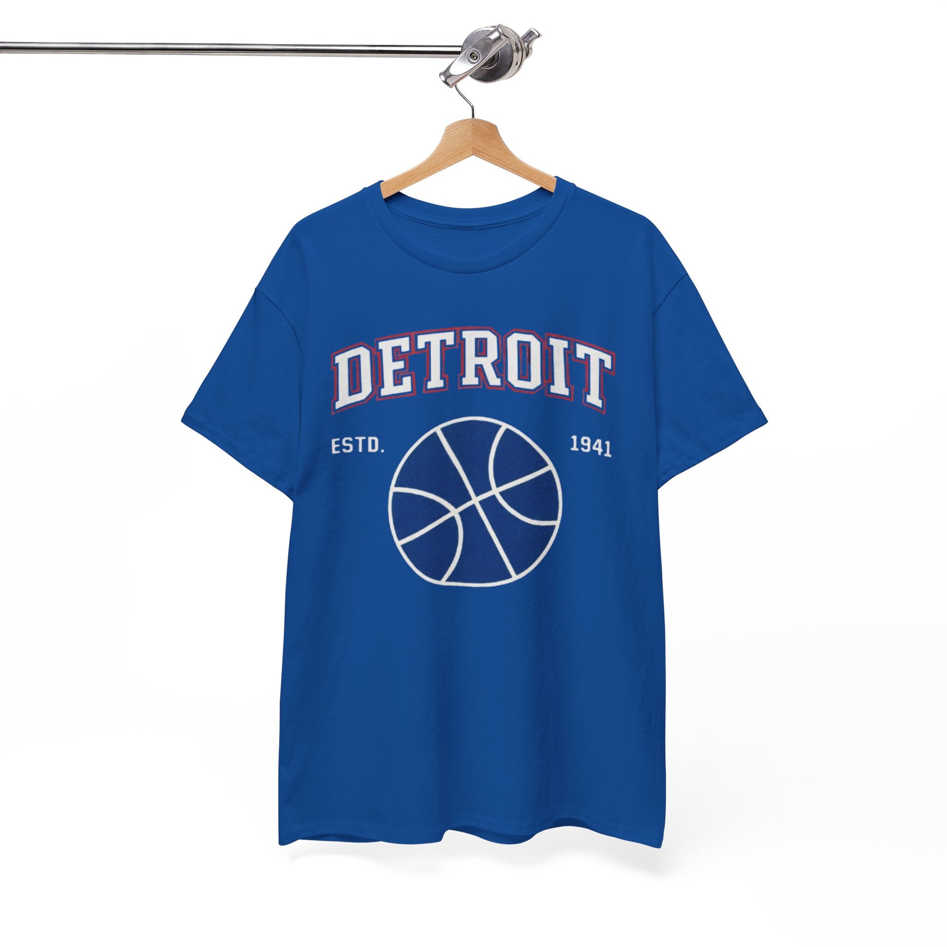 White Smoke Detroit Basketball Tee — EST. 1941 Vintage Sport Graphic Shirt