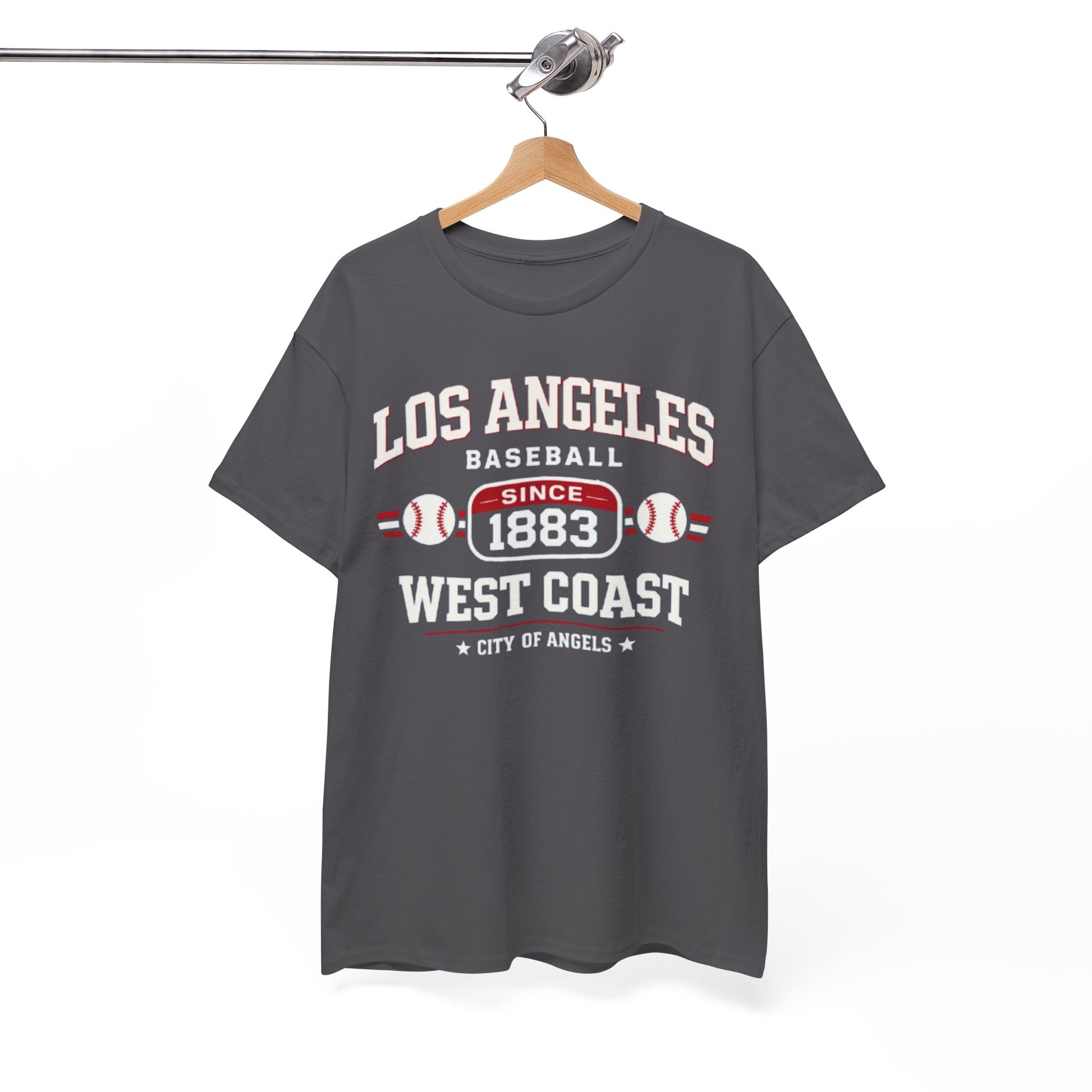 White Smoke Los Angeles Baseball Tee — West Coast "Since 1883" Vintage Sport T‑Shirt