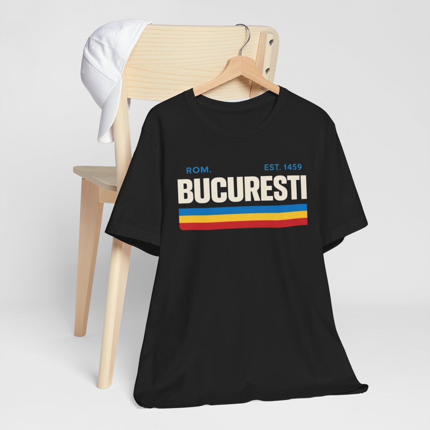 Dark Slate Gray Tricou retro cu dungi București — grafic vintage cu orașe din România