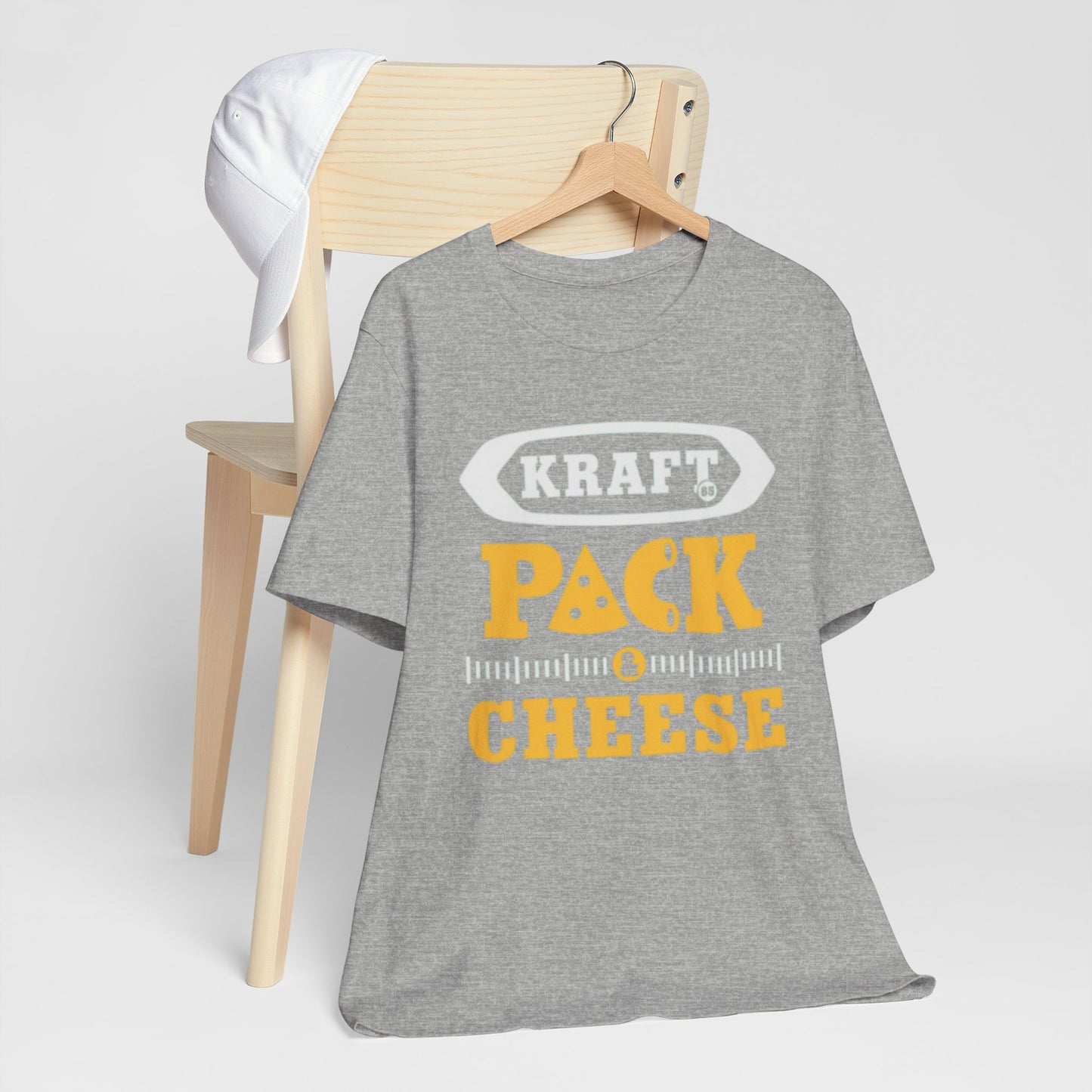 Dark Gray Pack & Cheese T-Shirt — Kraft Pack Cheese Vintage Deli Graphic Packers football Tee