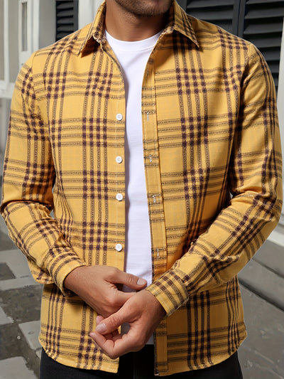 Dark Khaki Color-Woven Long-Sleeve Shirt